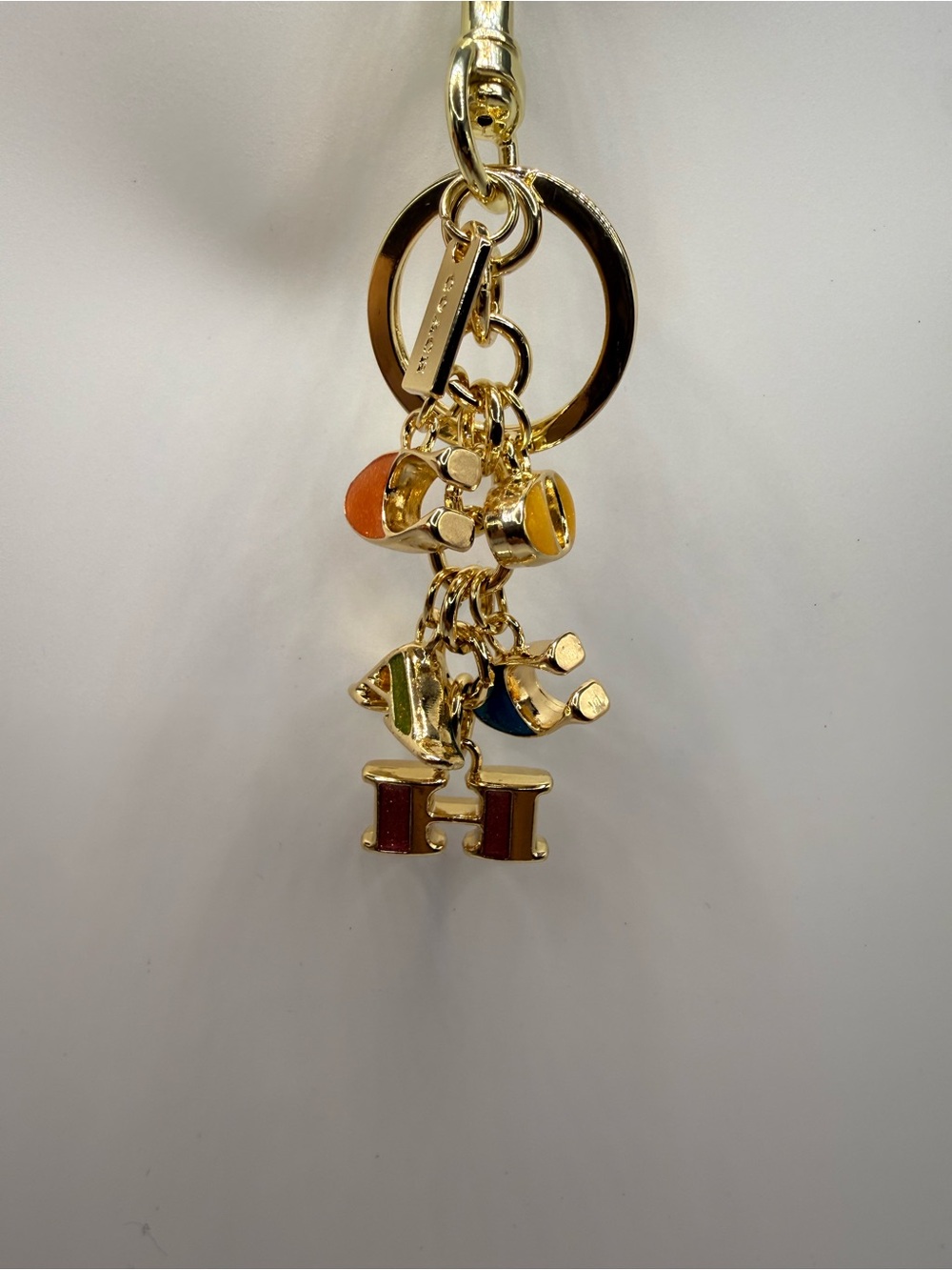 Gold-Tone Multi Charm Keychain with Color Accents